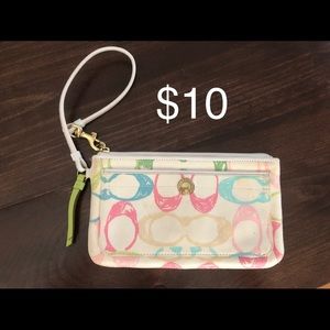Coach multi color wristlet